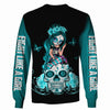 White Teal Cervical Cancer Awareness Zipup Hoodie T-shirt Sweatshirt