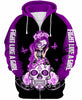 Skull Gift Purple Ribbon Light Purple Lupus Awareness Sugar Skull Zipup/ Pullover Hoodie T-shirt Sweatshirt
