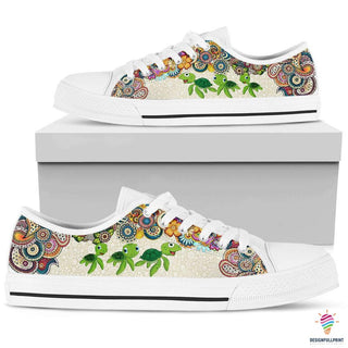 Gift For Turtle Lover Turtle Family LowTop Canvas Shoes NHD