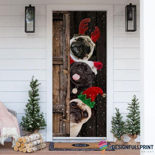 Pug Christmas Door Cover LH
