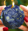 Starry Night Black Cat Ornament LH