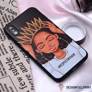 Black Pride Respect My Hairs Afro Print Phone Case LN