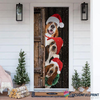 Basset Hound Christmas Door Cover LH