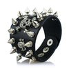 Unique Rock Spikes Skull Punk Biker Leather Bracelet
