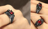 Vintage Skull Heart CZ Stone Rings
