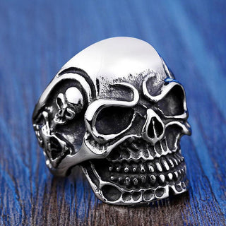 Multi-Color Triple Skull Stainless Steel Ring