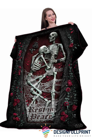 Rest in Peace Couple Black Fleece Blanket HG