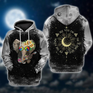 Gift For Elephant Lover Gift For Hippie Hippie See You On The Dark Side Of The Moon Elephant Unisex Hoodie CH