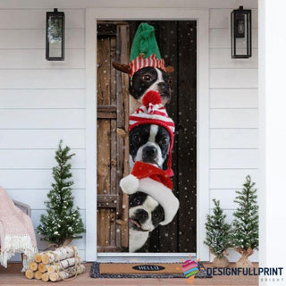Boston Terrier Christmas Door Cover LH