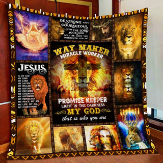 Jesus Way Maker Miracle Worker Love Jesus Lion Blanket Quilt Blanket HG