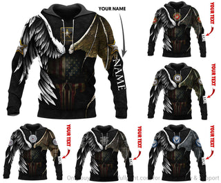 Skull Gift Gift For Army Armed Force Skull Angel And Devil Personalized Unisex Hoodie HG