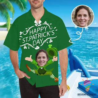 Custom Face Happy St. Patrick's Day Hawaiian Shirt LN