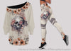 Skull Gift Floral Skull Off Shoulder Long Sleeves Top and Leggings Set LN