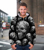 Black and White 3D Skull Illustration Unisex Hoodie, Long-sleeve, Tee, Zip up 026 - designfullprint