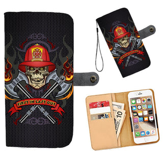 Cell Phone Wallet Case for Universal Models - Fire Dept FireFighter Fire Rescue 002