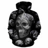 Black and White 3D Skull Illustration Unisex Hoodie, Long-sleeve, Tee, Zip up 026