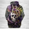 3D SKull and Dragon Print Hoodie 020 - designfullprint