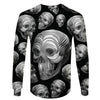 Black and White 3D Skull Illustration Unisex Hoodie, Long-sleeve, Tee, Zip up 026