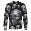Black and White 3D Skull Illustration Unisex Hoodie, Long-sleeve, Tee, Zip up 026