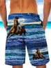 3D Horse In the Blue Sea Ultra-light Drawstring Shorts for Men 002 - designfullprint