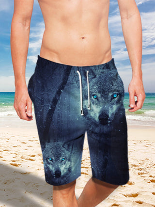 Wolf Snow Forest Ultra-light Drawstring Shorts for Men 002 - designfullprint