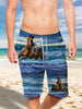 3D Horse In the Blue Sea Ultra-light Drawstring Shorts for Men 002 - designfullprint
