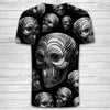 Black and White 3D Skull Illustration Unisex Hoodie, Long-sleeve, Tee, Zip up 026