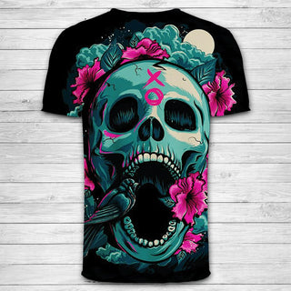 3D Sugar SKull Floral Bird Unisex T-Shirt 021 - designfullprint