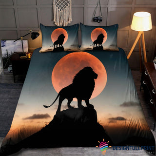 Lion Red Moon Lion King Shadow In Moonlight Bedding Set NH