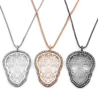 Head Crystal Skull Skeleton Necklace