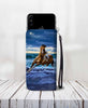 Cell Phone Wallet Case for Universal Models - 3D Horse and Blue Sea Printed Phone Wallet Case 002