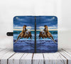 Cell Phone Wallet Case for Universal Models - 3D Horse and Blue Sea Printed Phone Wallet Case 002