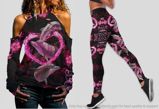 Pink Dolphin Cut Out Shoulder Top And Legging Set LN