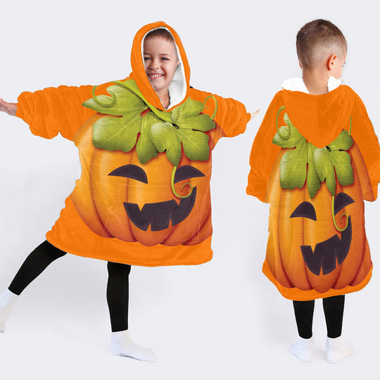 Halloween Gift For Kids Halloween Costumes Funny Pumpkin Wearable Blanket Kid Snug Hoodie QDH