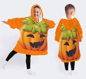 Halloween Gift For Kids Halloween Costumes Funny Pumpkin Wearable Blanket Kid Snug Hoodie QDH