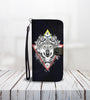 Awesome Cell Phone Wallet Case for Universal Models - Dream-catcher Wolf 002 - designfullprint