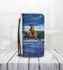 Cell Phone Wallet Case for Universal Models - 3D Horse and Blue Sea Printed Phone Wallet Case 002