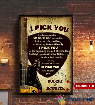 Electric Guitar I Pick You Couple Custom Canvas Art and Poster CH