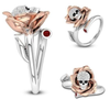 Two Tone Flower Skull Ring