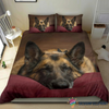 German Shepherd Sleeping Maroon Bedding Set CH Gifts For Dog Lovers