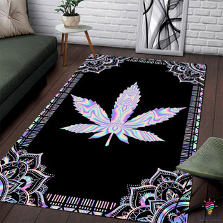 Hologram Weed Canabis Weed Pot Leaf Pot Head Rectangular Rug CH