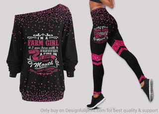 Im A Farm Girl Off Shoulder Long Sleeves Top and Leggings Set Gift For Farmer
