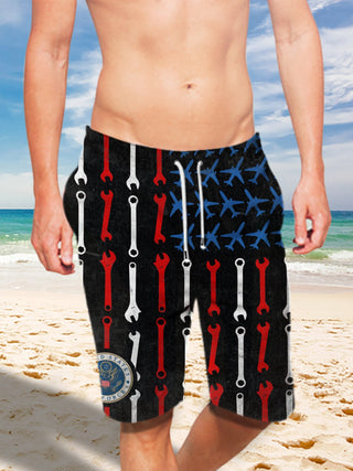 Army Forces Art Ultra-light Drawstring Shorts for Men - AIRCRAFT MECHANIC - designfullprint