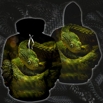 3D Green Snakes Printed Hoodie 004 - designfullprint
