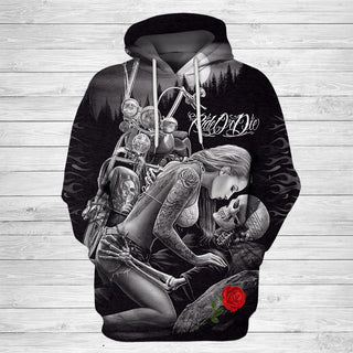 Ride or Die Skull Love 3D Unisex Hoodie 016 - designfullprint