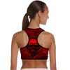 Padded Gym Fitness Sport 3D Red Skull Printed Athletic Bra 002 - designfullprint