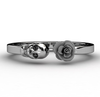 Skull Inlaid Red Rose Stainless Steel Ring