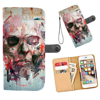 Skull Art Phone Wallet Case 02 - designfullprint