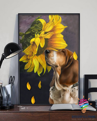 Basset Hound Sunflower Canvas Art and Poster CM Gifts For Dog Lovers