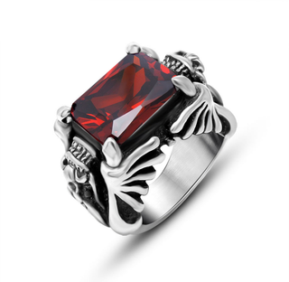 Ruby Zircon Dragon Claw Biker Finger Ring